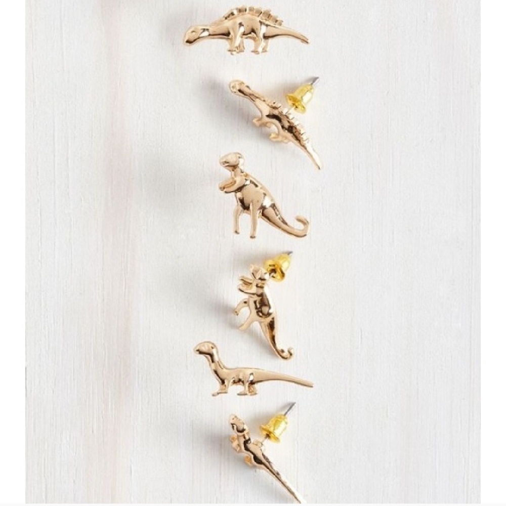 Dinosaur gold stud post earring 3 pairs! 🦕 - Picture 6 of 6